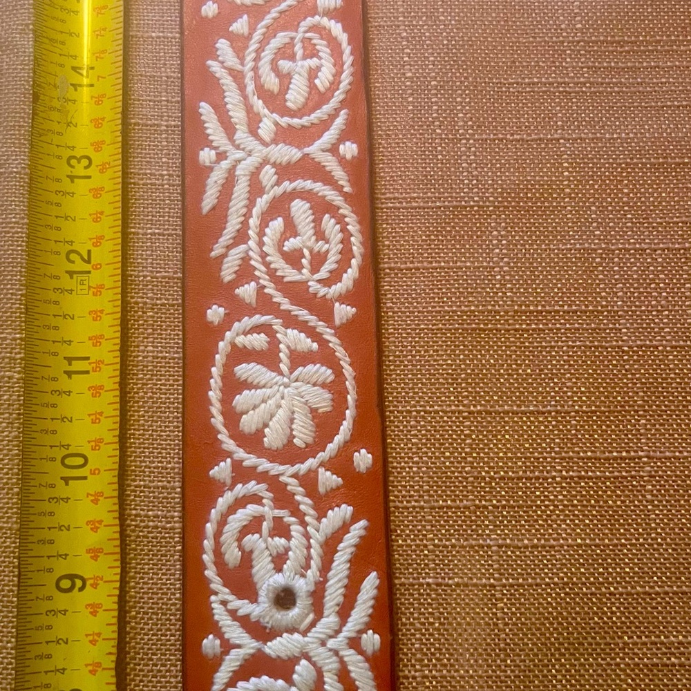 Orange embroidered belt